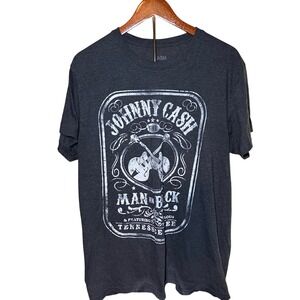 Johnny Cash T Shirt Mens XL Gray Man In Black Tennessee Three Graphic Band Tee